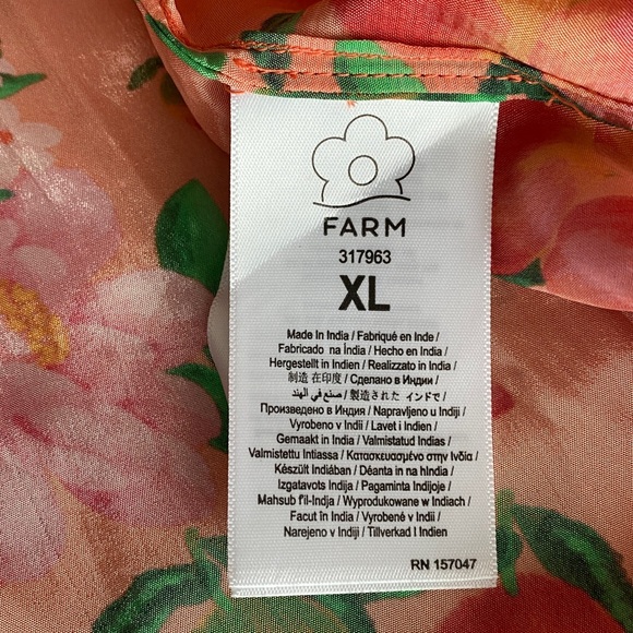 NEW Farm Rio Fruit Garden Scarf Long Sleeve Button Down Shirt women’s size XL - Picture 13 of 15